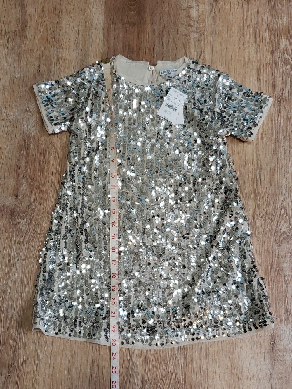 NWT J. Crew Girls Short Sleeve Silver Sequins Shift Dress, Size 5 - Picture 7 of 12
